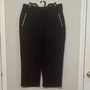Women’s Sleek Black Joggers with Silver Zipper Details - NWOT